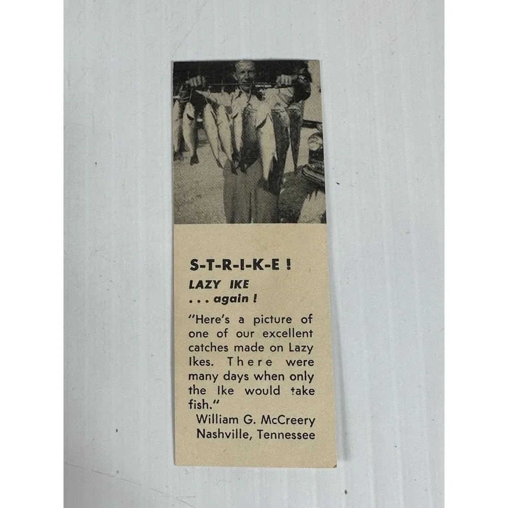 Vintage Kautzky Lazy Ike 1‎ KL-14 SHAD Wooden Fishing Lure Original Box